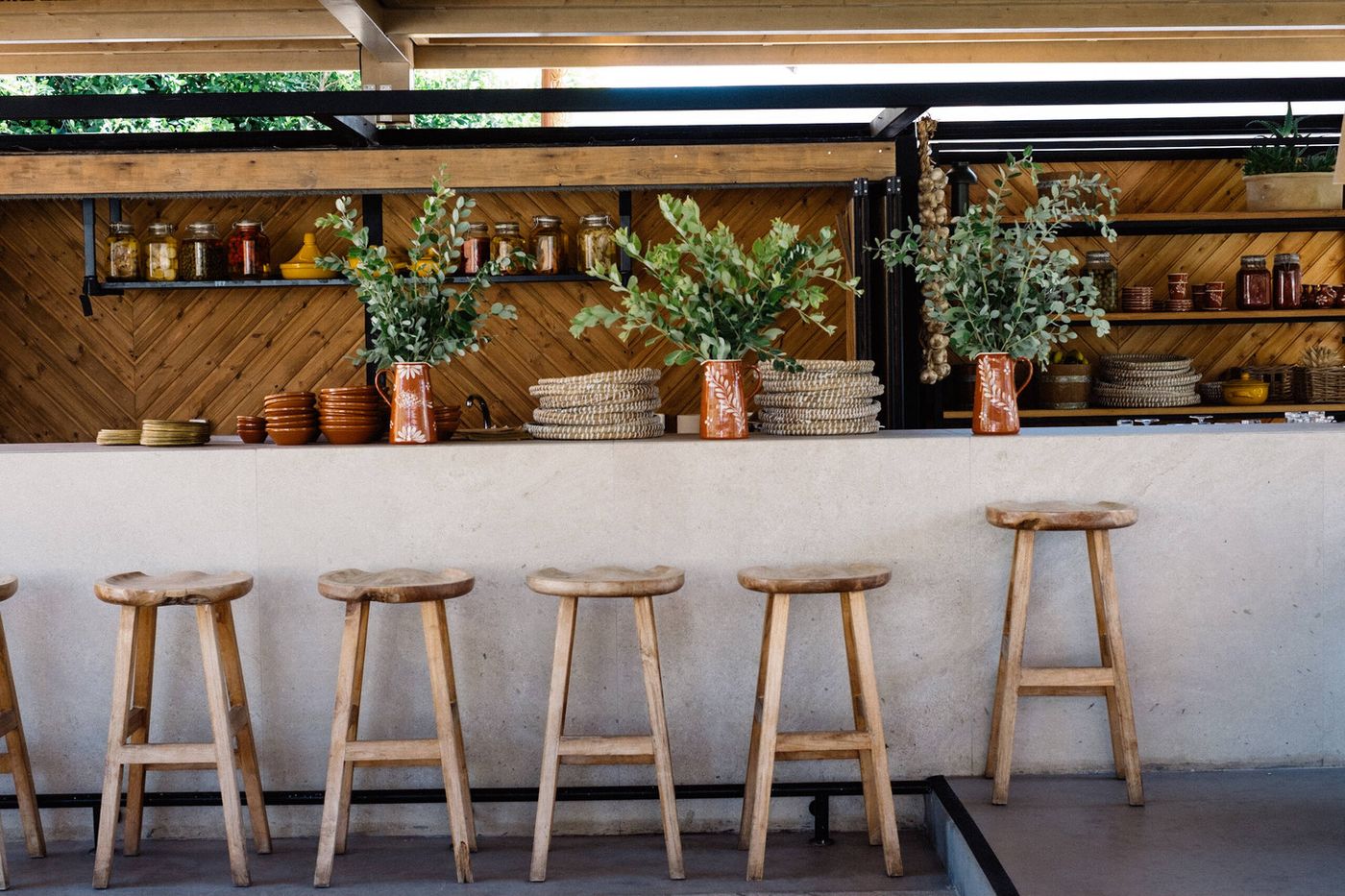 The poolside communal table at Mezze, Phaea Cretan Malia