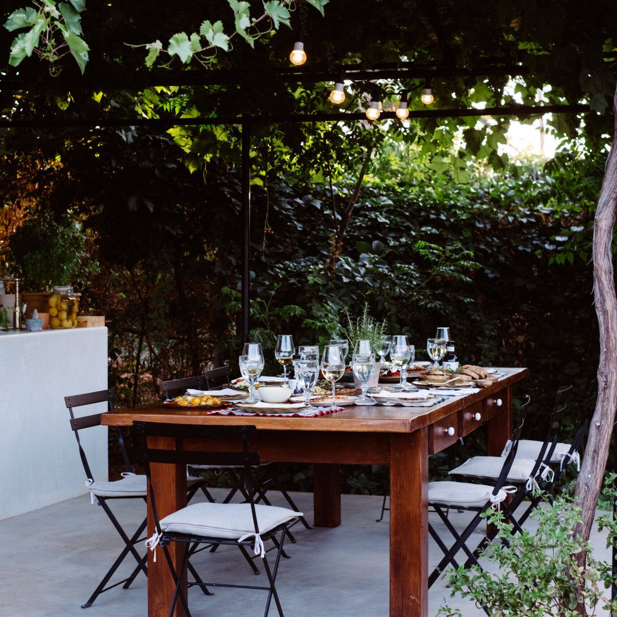 Private welcome dinner in the herb garden